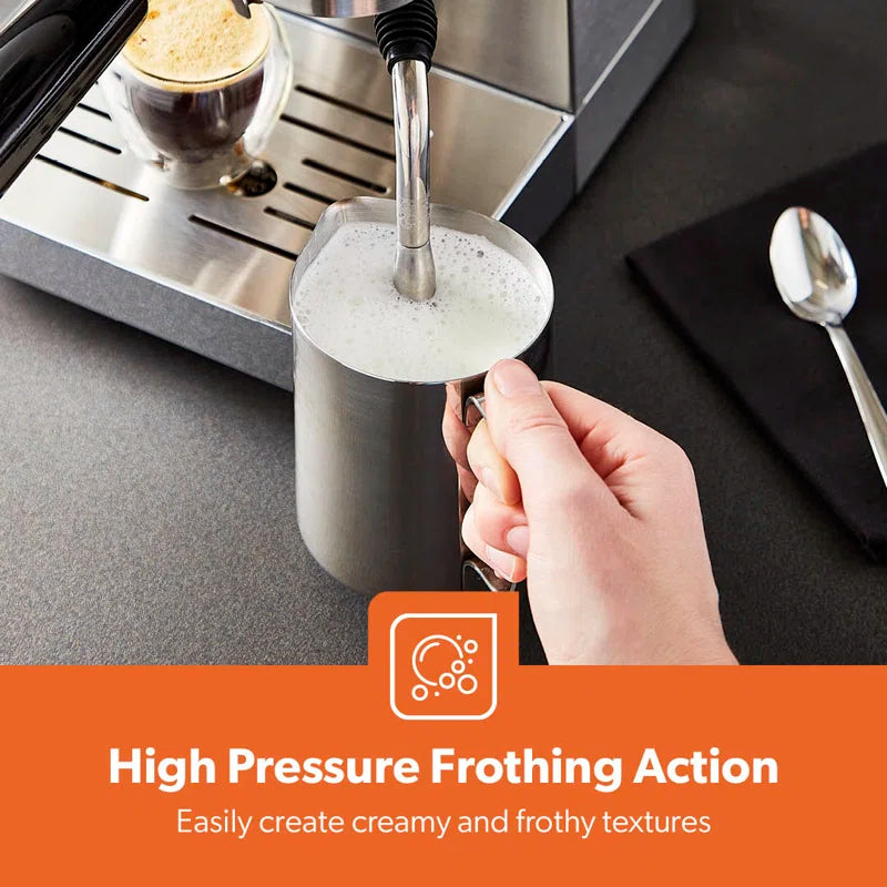 Espresso & Cappuccino Coffee Machine Milk Frother, 15 Bar Pressure- 1.8L Water Tank, 1140W - Silver