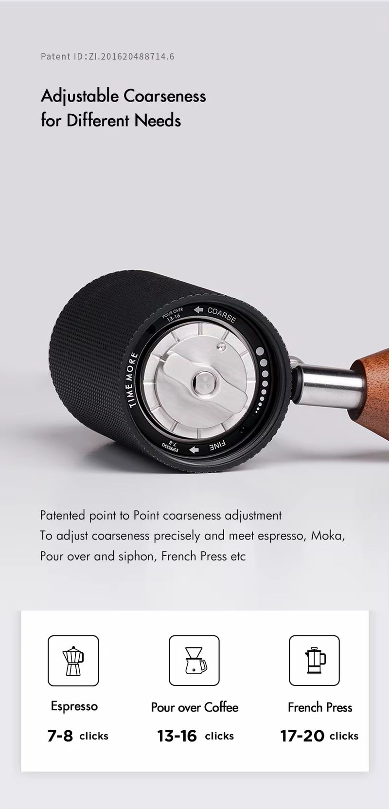 Nano3 Manual Coffee Grinder Hand-Cranked Mill Precision Grinding with S2C660 Burrs Folding Crank for Convenient Storage