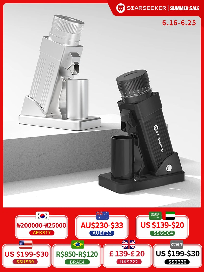 E55 Electric Coffee Grinder 55MM Espresso Cone Burr Stepless Fineness Adjustment Cold Brew Bean Grinder Black Sliver