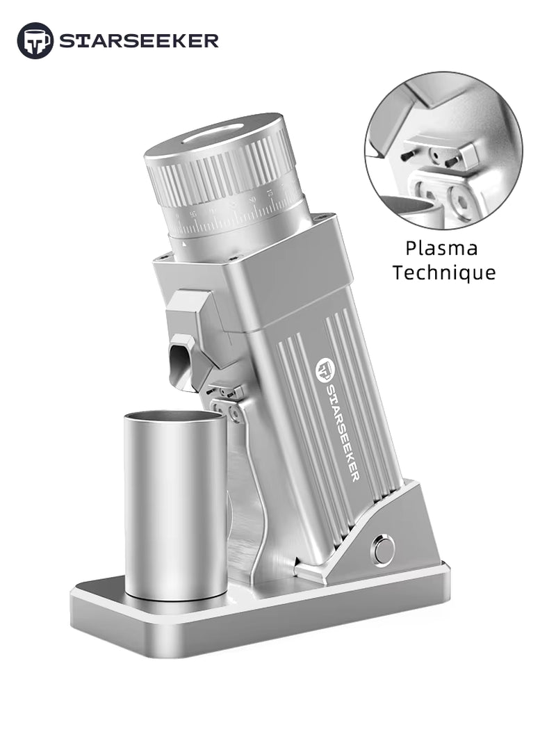 E55 Electric Coffee Grinder 55MM Espresso Cone Burr Stepless Fineness Adjustment Cold Brew Bean Grinder Black Sliver