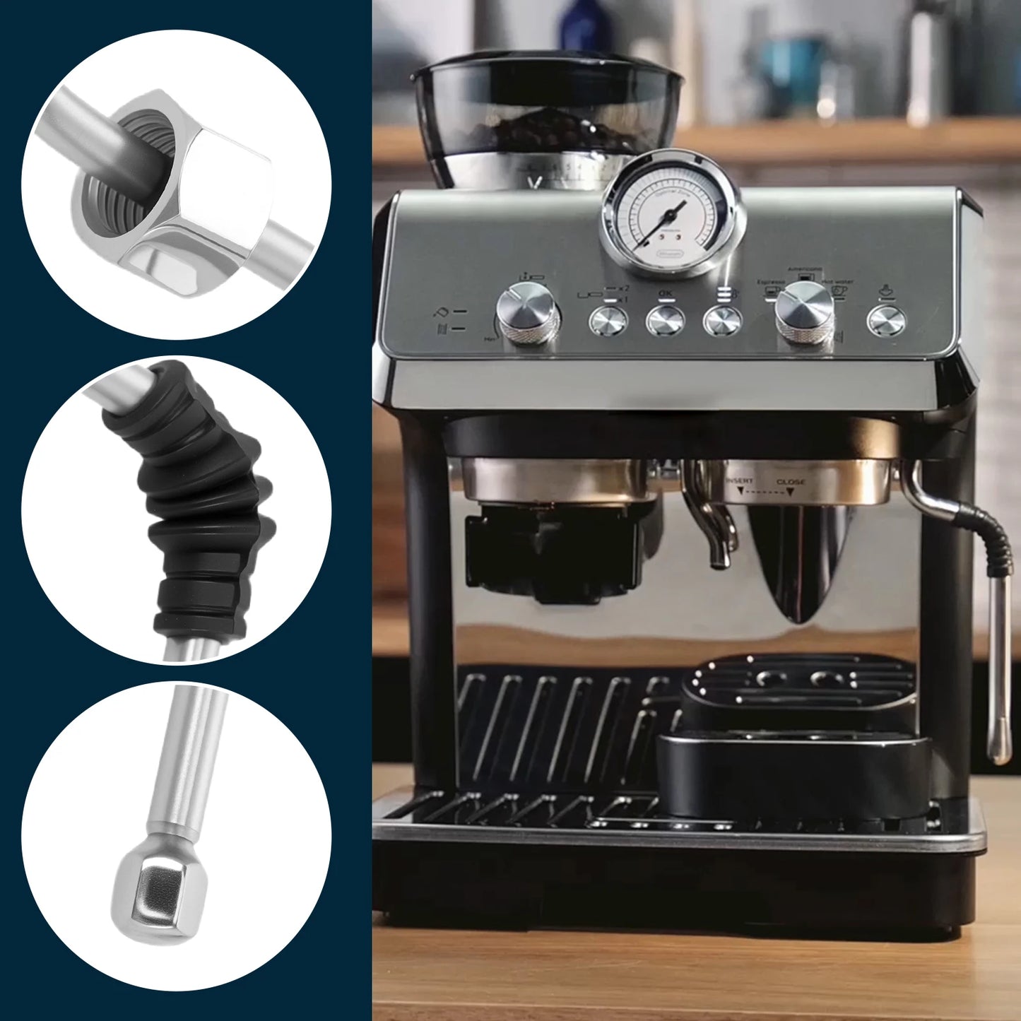 Steam Wand with 2 Nozzles Stainless Steel Replacement Steam Wand Portable Steam Wand Replacement Compact Steam Pipe