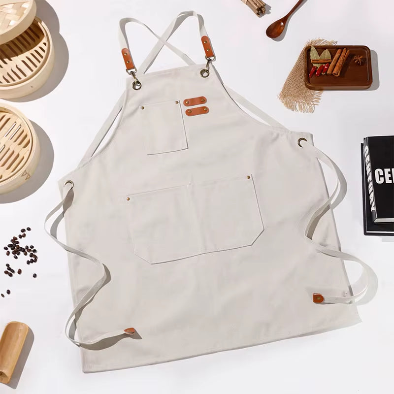 Fashion Canvas Apron Home Kitchen Gardening Work Dress Women'S Kitchen Restaurant Work Apron
