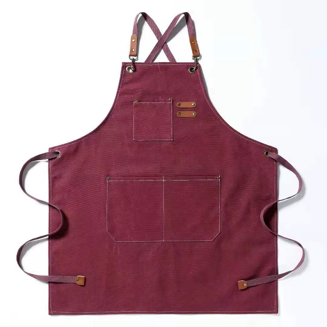 Fashion Canvas Apron Home Kitchen Gardening Work Dress Women'S Kitchen Restaurant Work Apron
