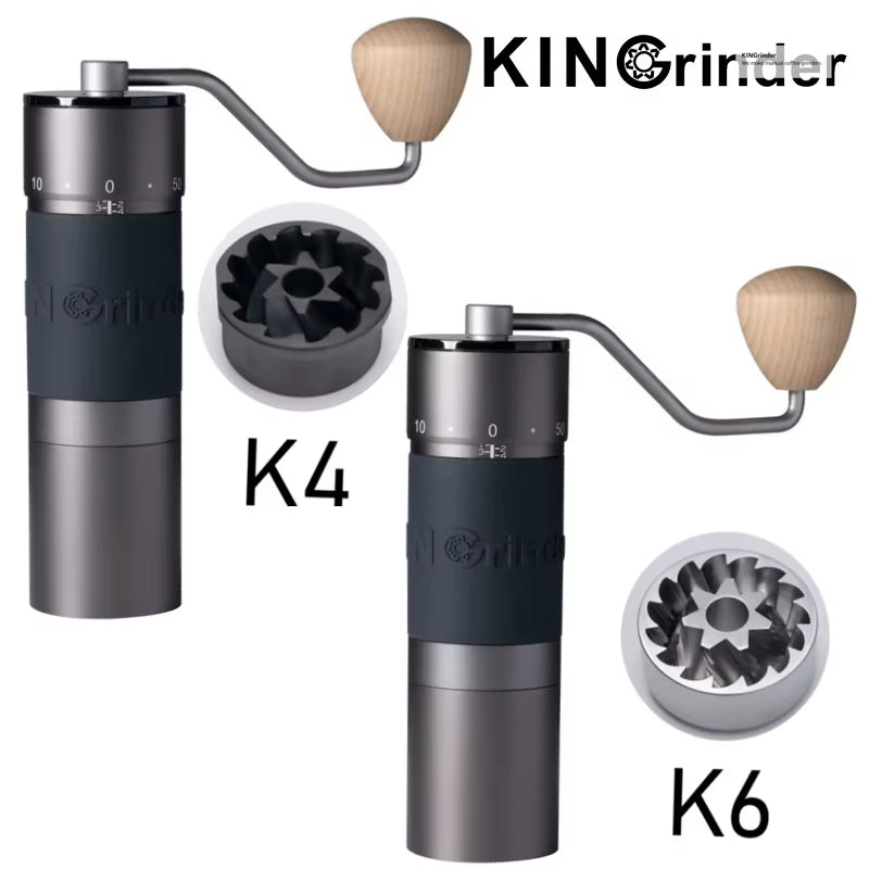 Kingrinder K4 /K6 Manual Coffee Grinder Portable Mill 420Stainless Steel 48Mm Stainless Steel Titanium Plating Burr