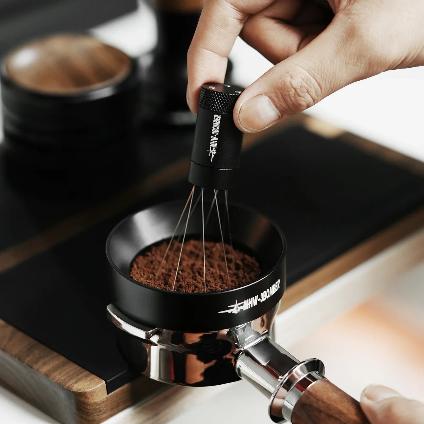 Espresso Coffee Stirrer with 6 Spare Needles Magnetic Absorption Stand Barista Coffee Stirring Distribution Tool 2.0