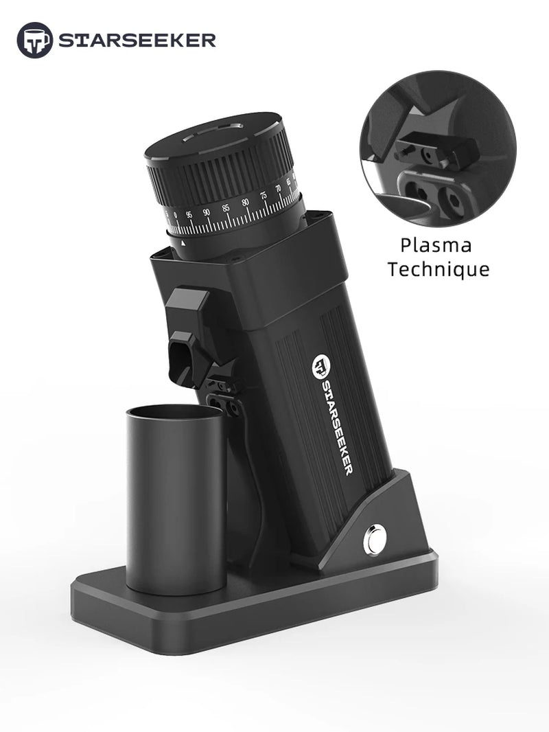 E55 Electric Coffee Grinder 55MM Espresso Cone Burr Stepless Fineness Adjustment Cold Brew Bean Grinder Black Sliver