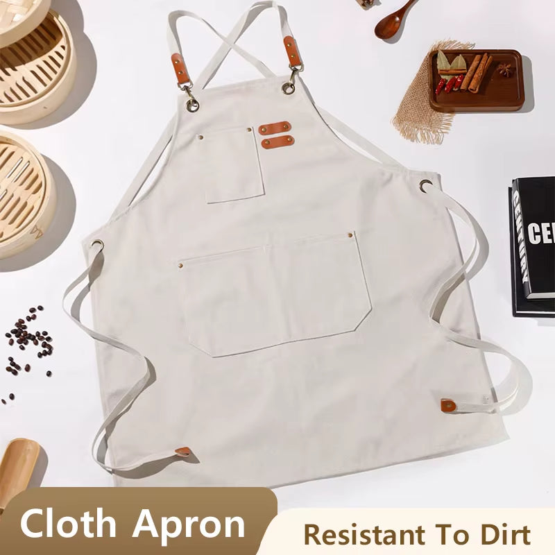 Fashion Canvas Apron Home Kitchen Gardening Work Dress Women'S Kitchen Restaurant Work Apron