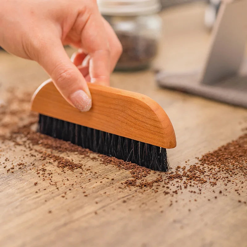 Coffee Grinder Cleaning Brush with Natural Bristles Lanyard Machine Cleaner Tool for Barista Home Kitchen WF922