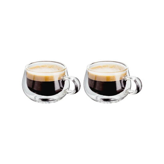 , Duo - Double Walled Glass Espresso Cups with Handle
