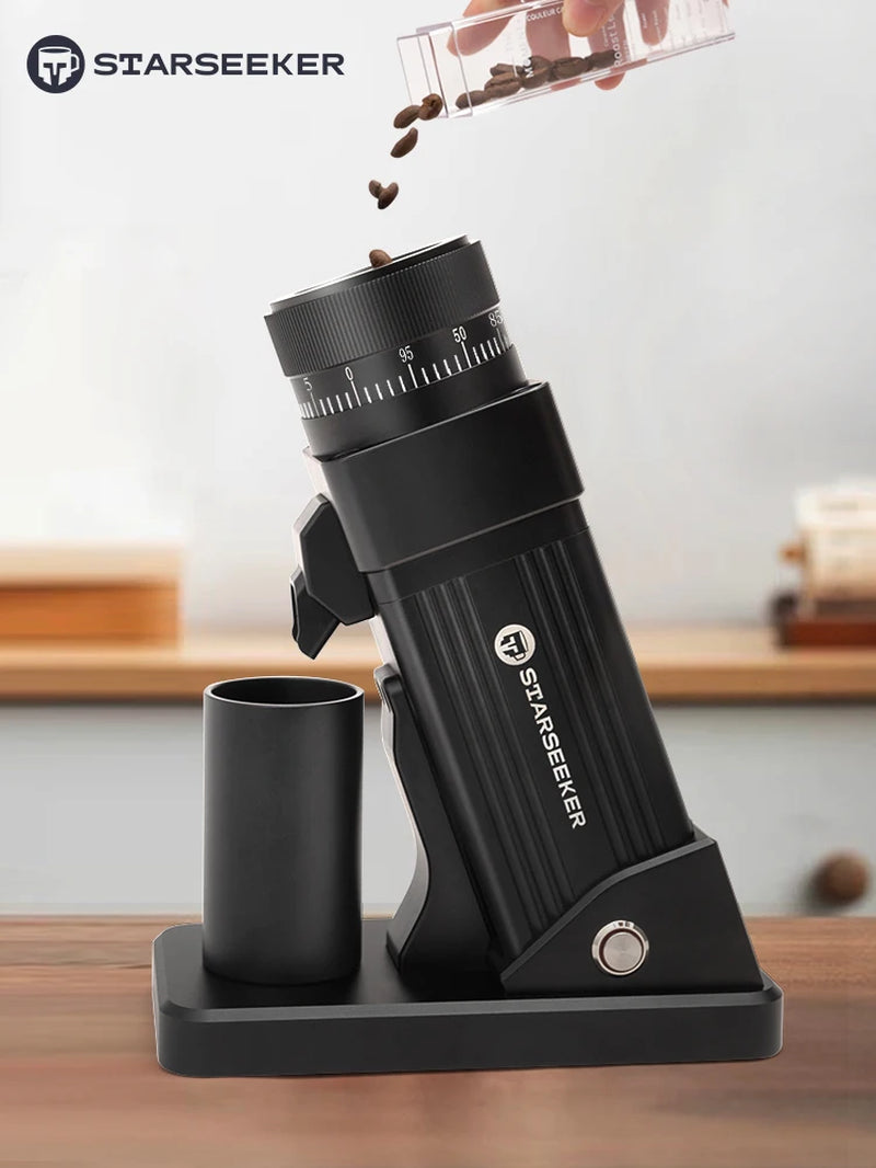 E55 Electric Coffee Grinder 55MM Espresso Cone Burr Stepless Fineness Adjustment Cold Brew Bean Grinder Black Sliver