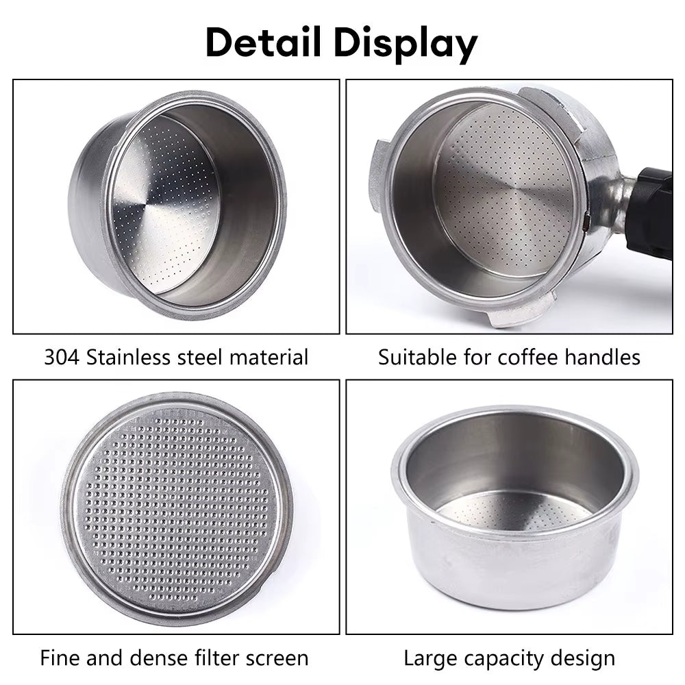 51Mm Stainless Steel Coffee Filter Basket 1/2 Cup Espresso Machine Dripper Portafilter Coffee Maker Strainer Coffee Puck Screen
