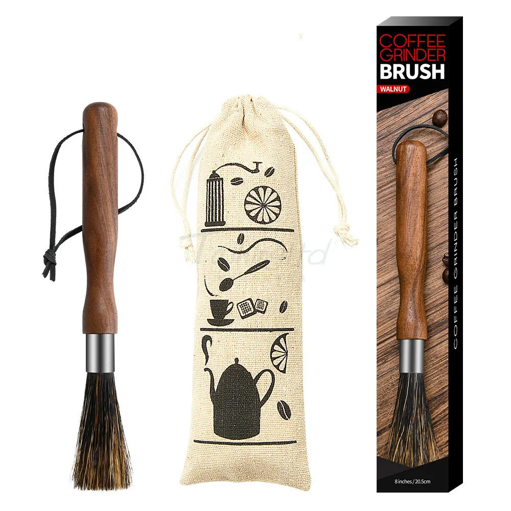 Coffee Grinder Cleaning Brush with Natural Bristles Lanyard Machine Cleaner Tool for Barista Home Kitchen WF922