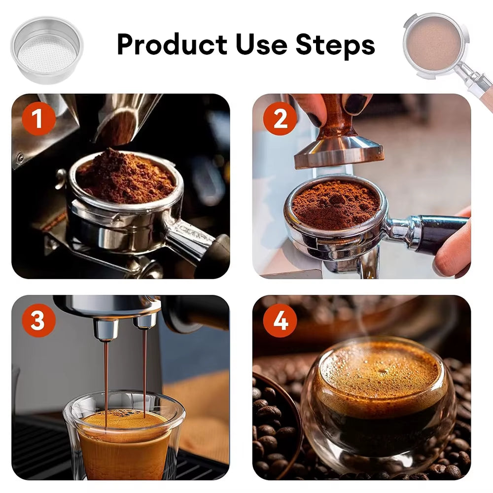 51Mm Stainless Steel Coffee Filter Basket 1/2 Cup Espresso Machine Dripper Portafilter Coffee Maker Strainer Coffee Puck Screen